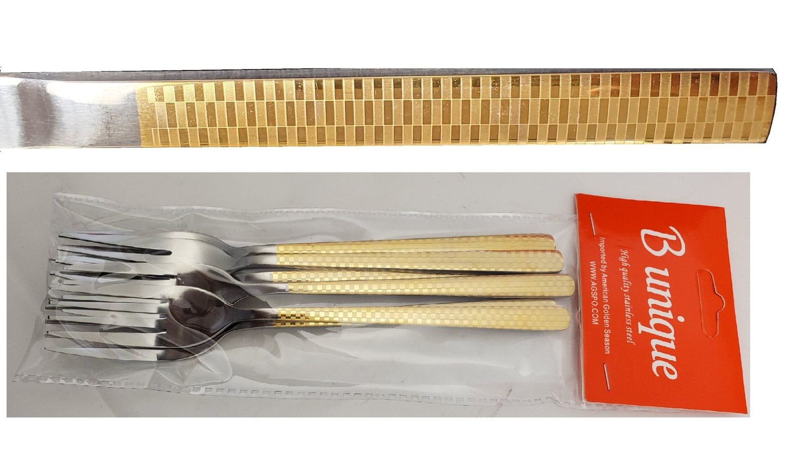 6 Pcs Gold Forks Set 12 Set/Ctn American Golden Season