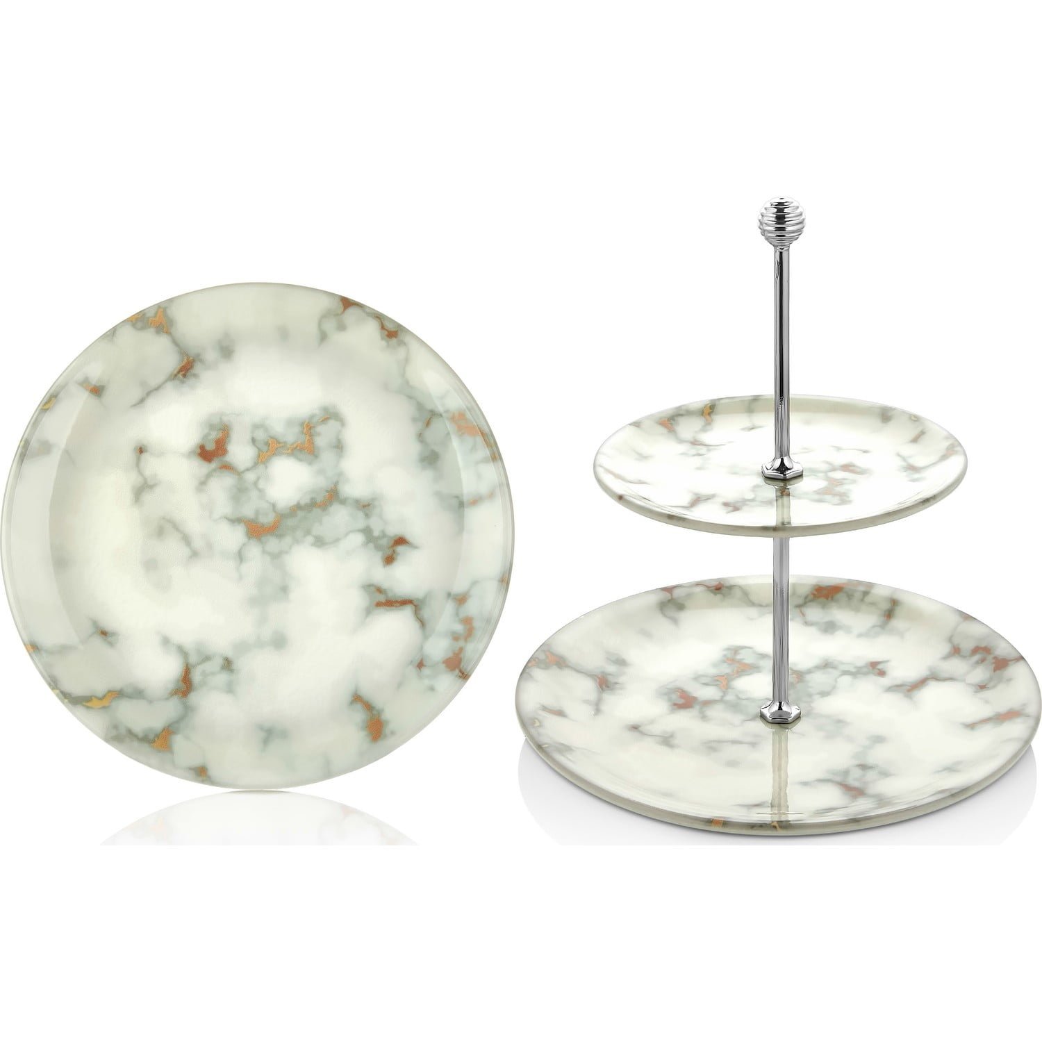 10 Pc Porcelain Dessert Serving Plate Set 6 Set/Ctn American Golden